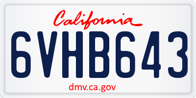 CA license plate 6VHB643