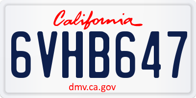 CA license plate 6VHB647