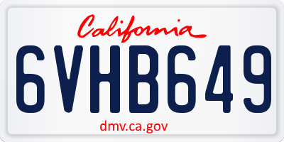 CA license plate 6VHB649