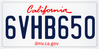 CA license plate 6VHB650
