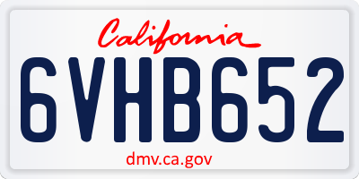 CA license plate 6VHB652