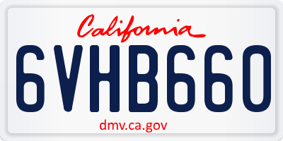 CA license plate 6VHB660
