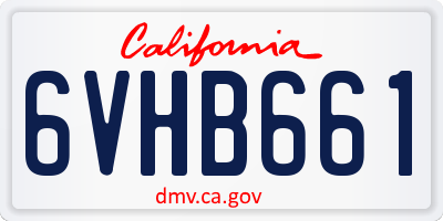 CA license plate 6VHB661