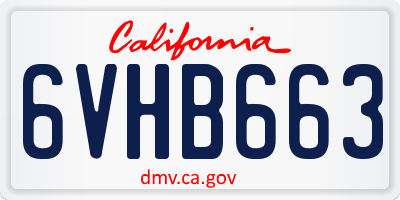 CA license plate 6VHB663