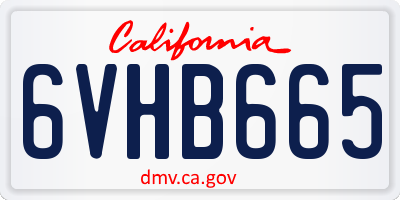 CA license plate 6VHB665