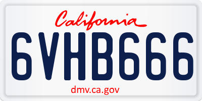 CA license plate 6VHB666