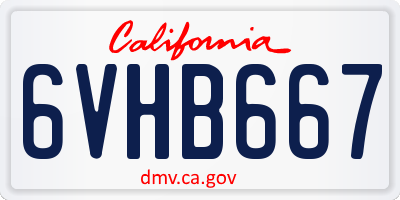 CA license plate 6VHB667