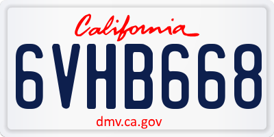 CA license plate 6VHB668