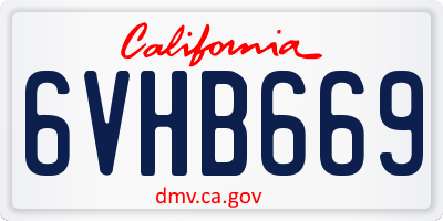 CA license plate 6VHB669