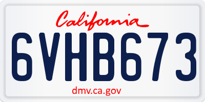 CA license plate 6VHB673