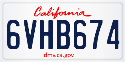 CA license plate 6VHB674