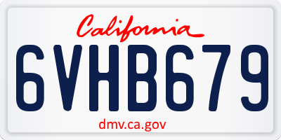 CA license plate 6VHB679