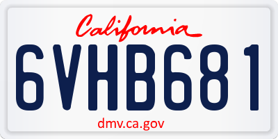 CA license plate 6VHB681