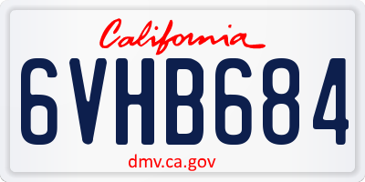 CA license plate 6VHB684