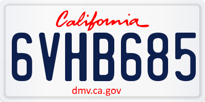CA license plate 6VHB685