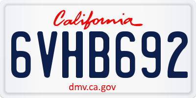 CA license plate 6VHB692