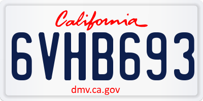 CA license plate 6VHB693