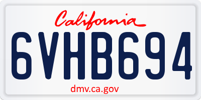 CA license plate 6VHB694
