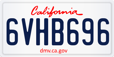 CA license plate 6VHB696