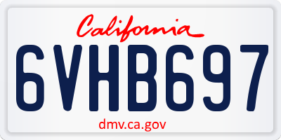 CA license plate 6VHB697