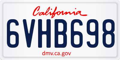 CA license plate 6VHB698