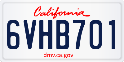 CA license plate 6VHB701