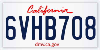 CA license plate 6VHB708