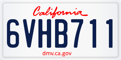 CA license plate 6VHB711