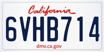 CA license plate 6VHB714