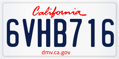 CA license plate 6VHB716