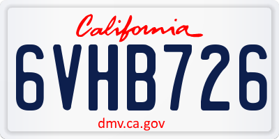 CA license plate 6VHB726