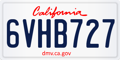 CA license plate 6VHB727