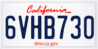 CA license plate 6VHB730