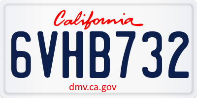CA license plate 6VHB732