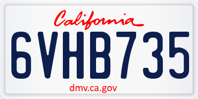 CA license plate 6VHB735
