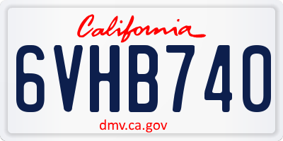 CA license plate 6VHB740