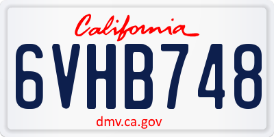CA license plate 6VHB748