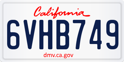CA license plate 6VHB749