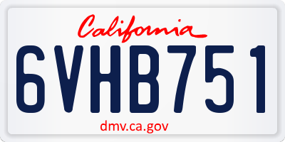 CA license plate 6VHB751