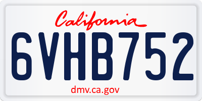 CA license plate 6VHB752