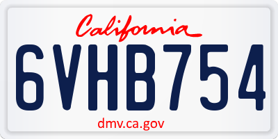 CA license plate 6VHB754