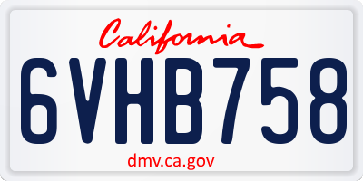 CA license plate 6VHB758