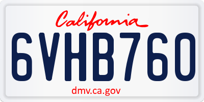 CA license plate 6VHB760