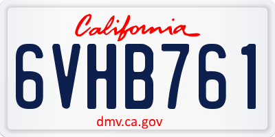 CA license plate 6VHB761