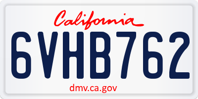 CA license plate 6VHB762