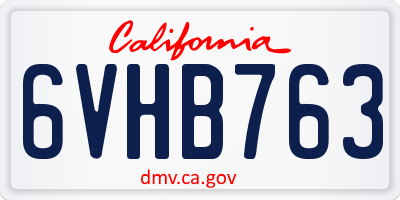 CA license plate 6VHB763