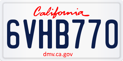 CA license plate 6VHB770