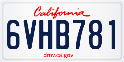 CA license plate 6VHB781