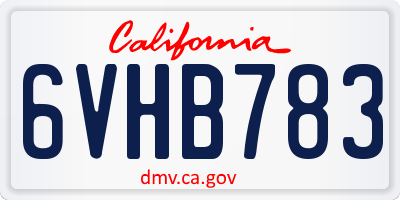 CA license plate 6VHB783