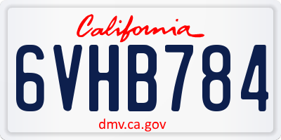 CA license plate 6VHB784